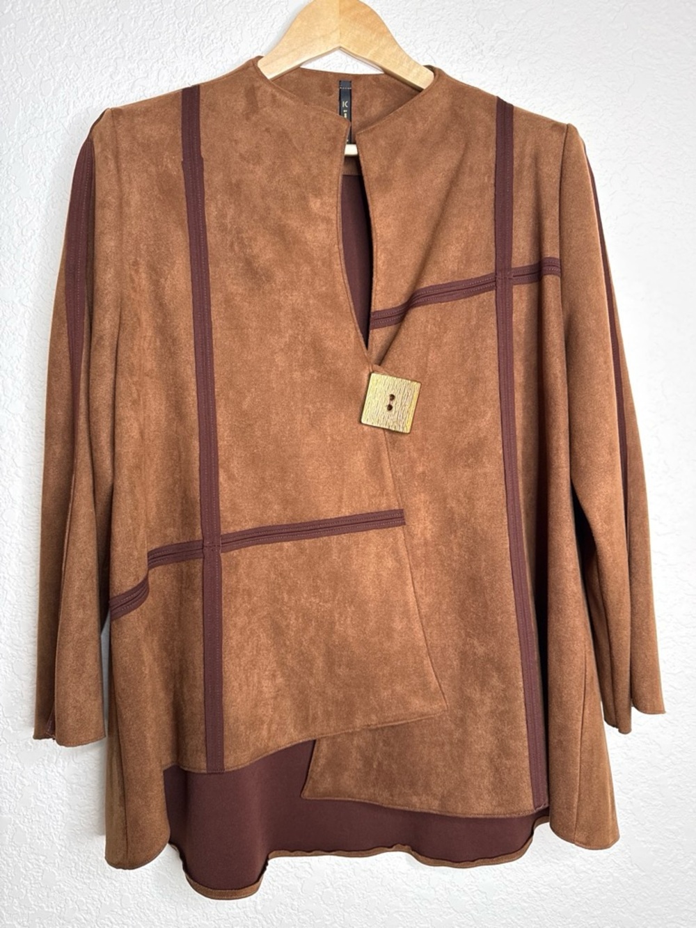 IC by Connie K Cognac Faux Suede Asymmetric Jacket XL Artisan Lagenlook
Brown